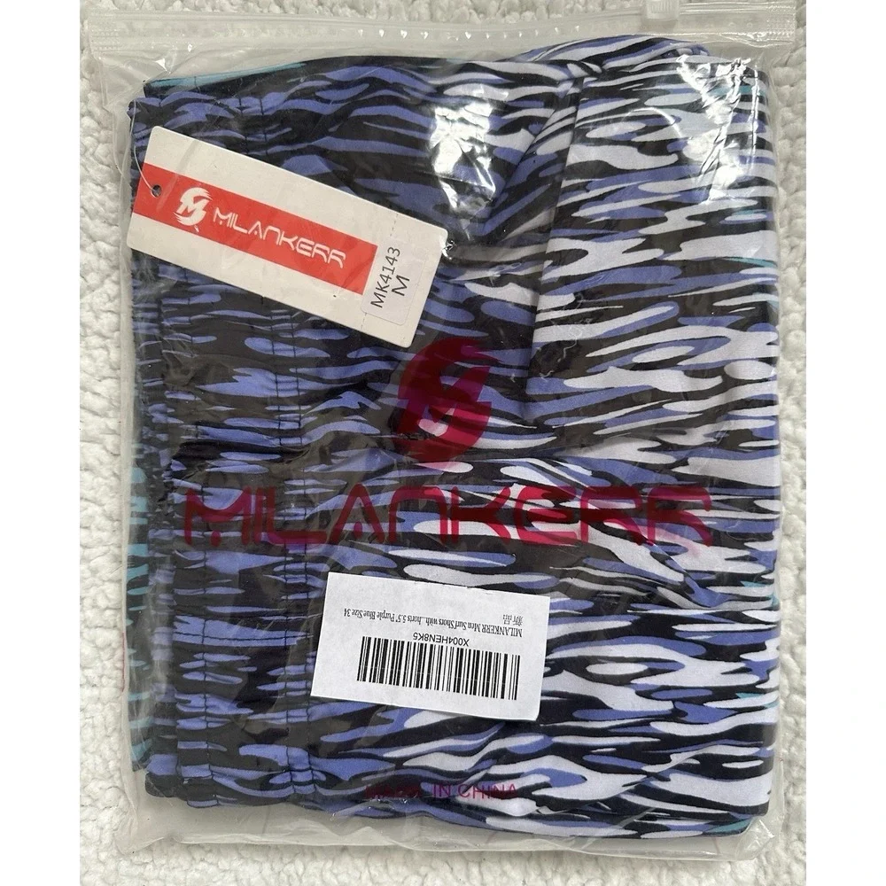 Men's Swim Trunks w/ Compression Summer‎ Vacation Quick Dry Medium 34